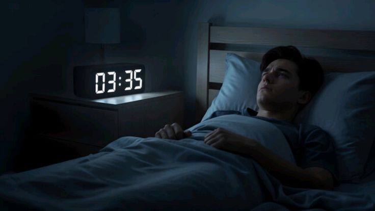 Layered abstract shapes in cool sky blues suggesting structured calm