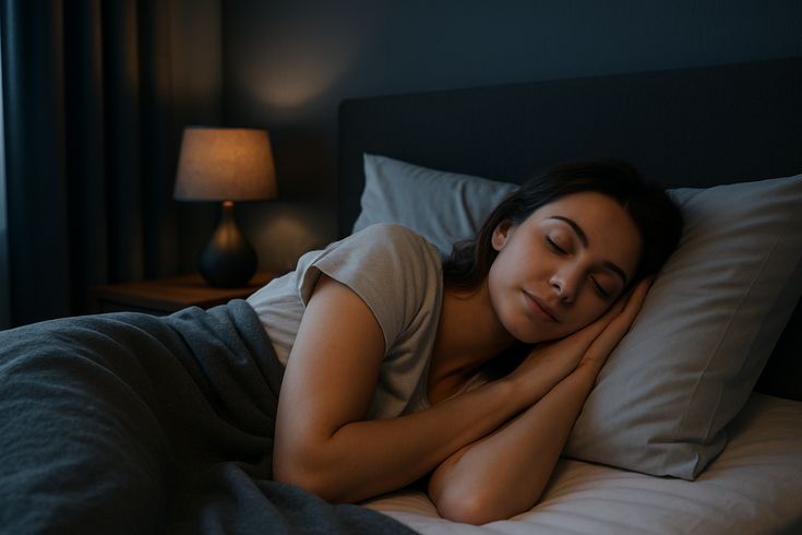 Abstract horizon with moon and layered waves representing a calm evening mood